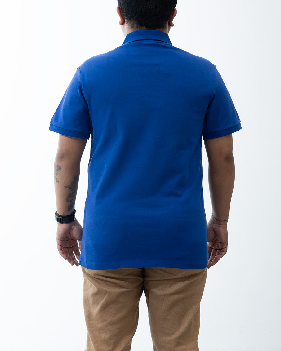 Lacoste Polo Shirt Blue Kerah Pria