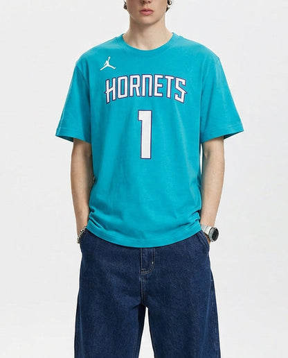 Kaos Jordan NBA Charlotte Hornets Lamelo Ball #1 Blue N&N Tee DR6366-422
