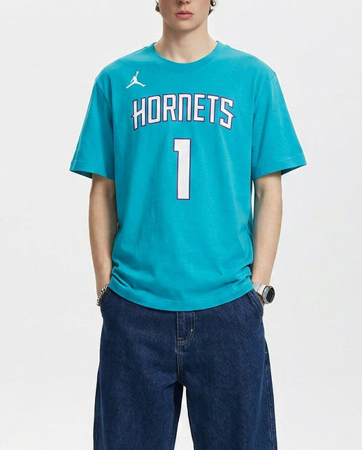 Kaos Jordan NBA Charlotte Hornets Lamelo Ball #1 Blue N&N Tee DR6366-422