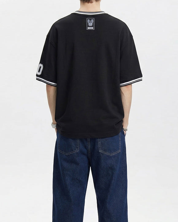 Unit Numbering V-Neck T-Shirt Black