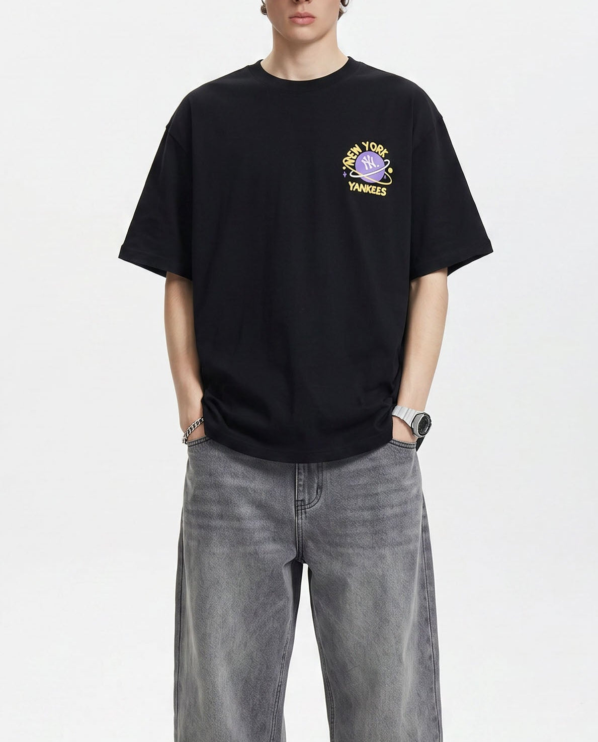 Baju Kaos MLB Like Galaxy Graphic T-Shirt Black