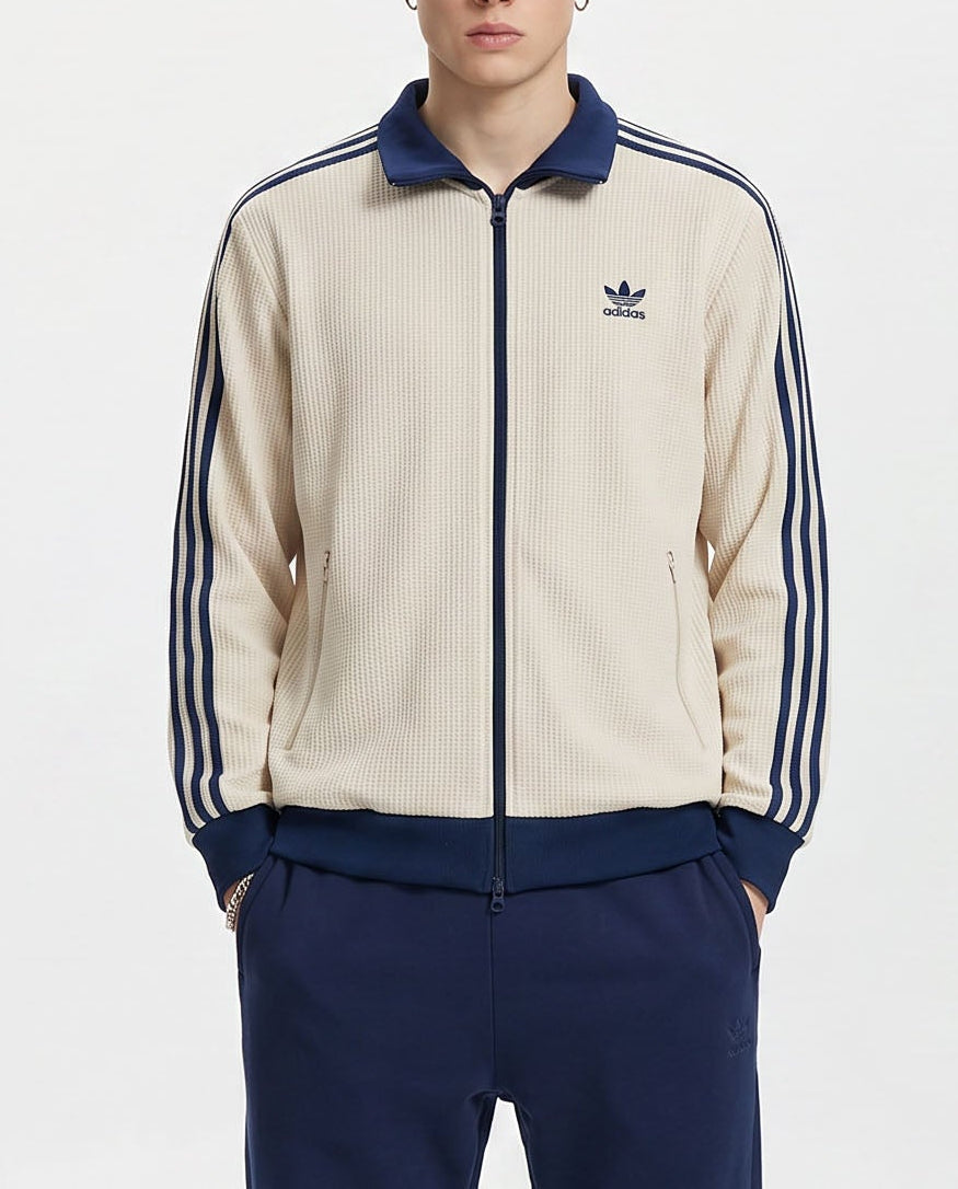 Adidas Knit Track Top Beige Blue