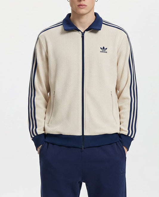 Adidas Knit Track Top Beige Blue