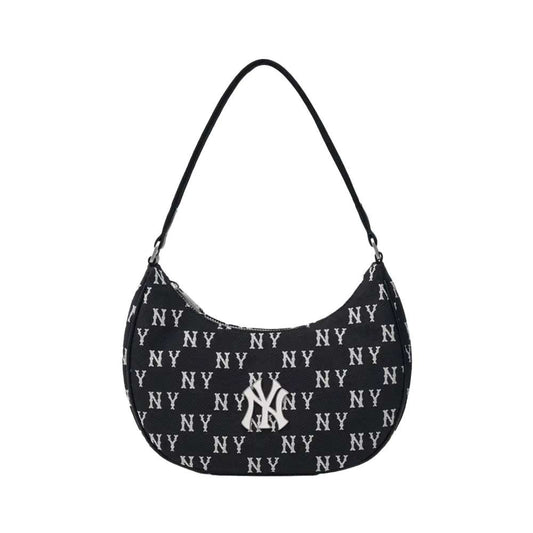 MLB Classic Monogram Jacquard Hobo Bag New York Yankees Black