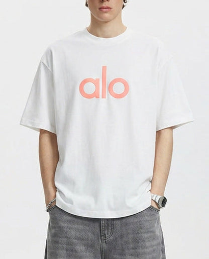 ALO Front Big Logo White Pink
