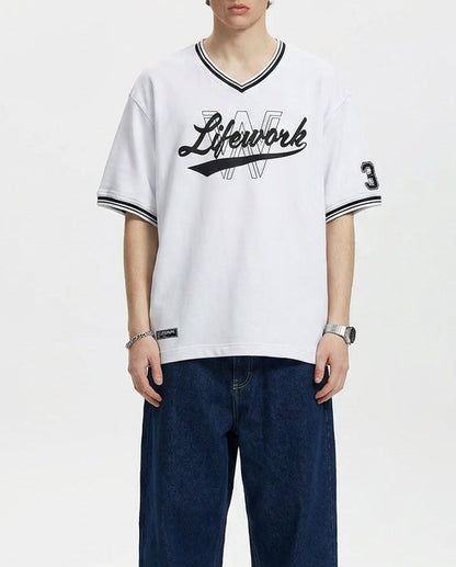 Unit Numbering V-Neck T-Shirt White