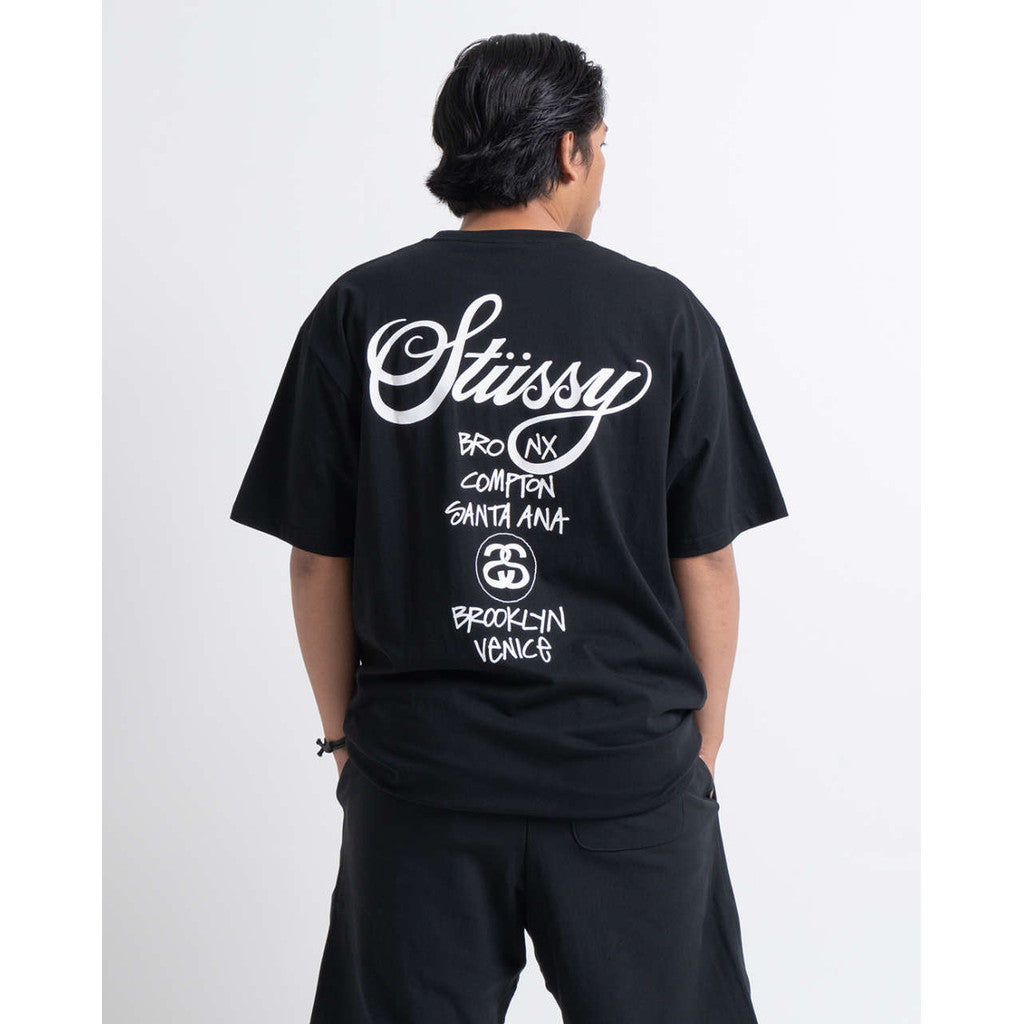 Stussy Street Style Short Sleeves Logo Skater Style T-Shirts Black