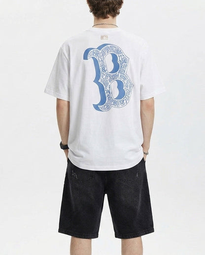 Baju Kaos MLB Boston Red Sox Illusion Clipping Tee White OF