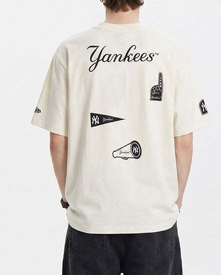 Baju Kaos New Era MLB New York Yankees NY/Los Angeles Dodgers LA Bottle Cap Badge Short Sleeve