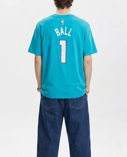 Kaos Jordan NBA Charlotte Hornets Lamelo Ball #1 Blue N&N Tee DR6366-422