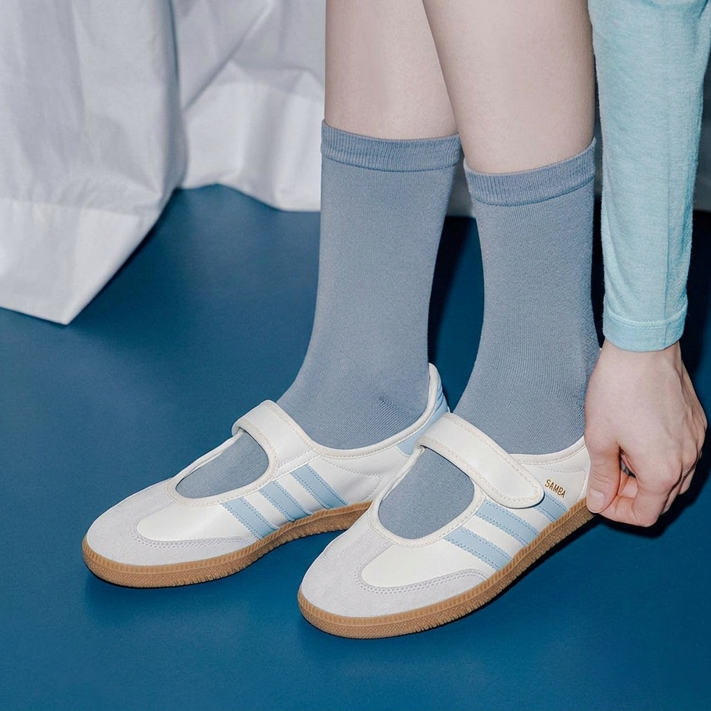 Sepatu Sneakers Wanita Casual Adidas Samba Jane White Blue Gum (Womens)