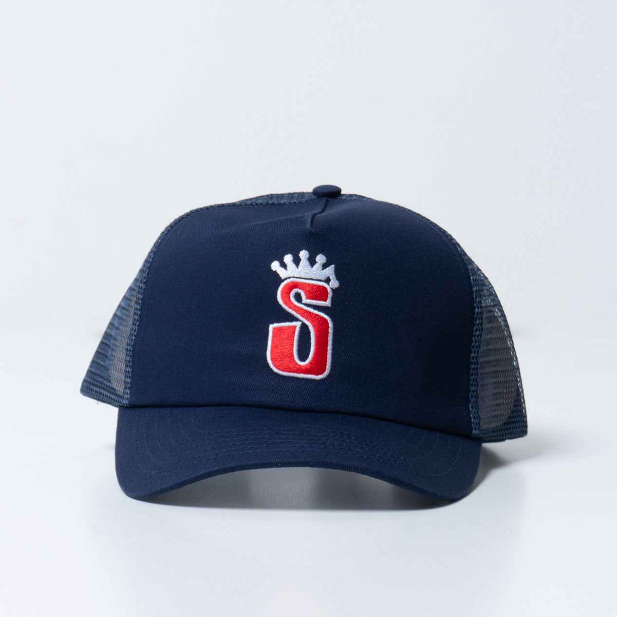 Stussy S Crown Trucker Cap Navy Red