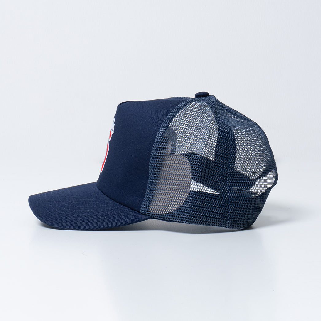 Stussy S Crown Trucker Cap Navy Red