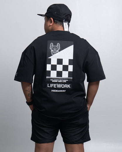 Kaos Pria Unisex Lifework Archlogo Hipdog Applique Short Slevee T-Shirt - Black