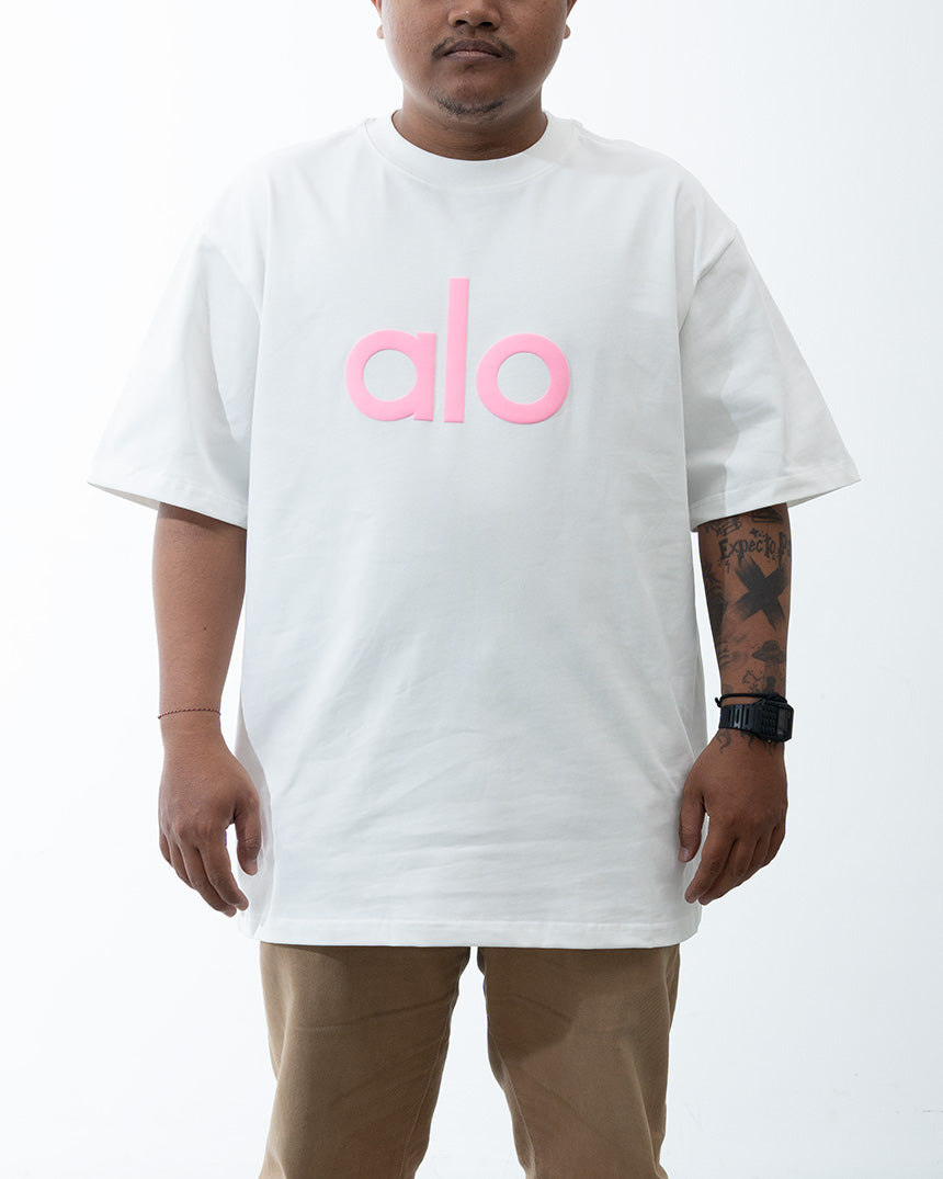 ALO Front Big Logo White Pink