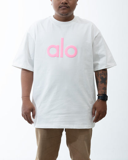ALO Front Big Logo White Pink