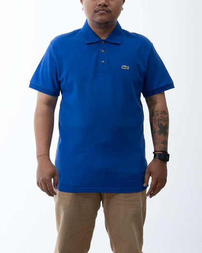 Lacoste Polo Shirt Blue Kerah Pria