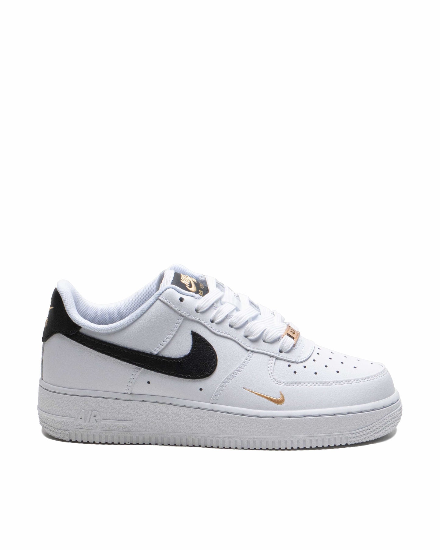 Sepatu Wanita Air Force 1 Low '07 Essential White Black Gold Mini Swoosh (W) - 14324