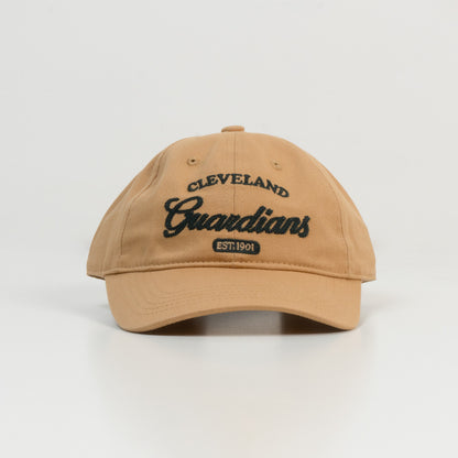 Topi Pria MLB Korea Basic Cursive Logo Unstructured Ball Cap Cleveland Indians