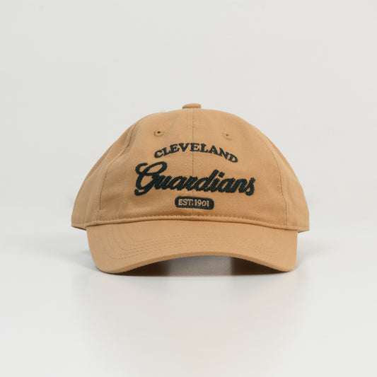 Topi Pria MLB Korea Basic Cursive Logo Unstructured Ball Cap Cleveland Indians