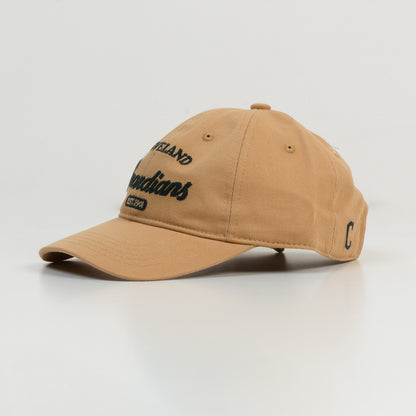 Topi Pria MLB Korea Basic Cursive Logo Unstructured Ball Cap Cleveland Indians