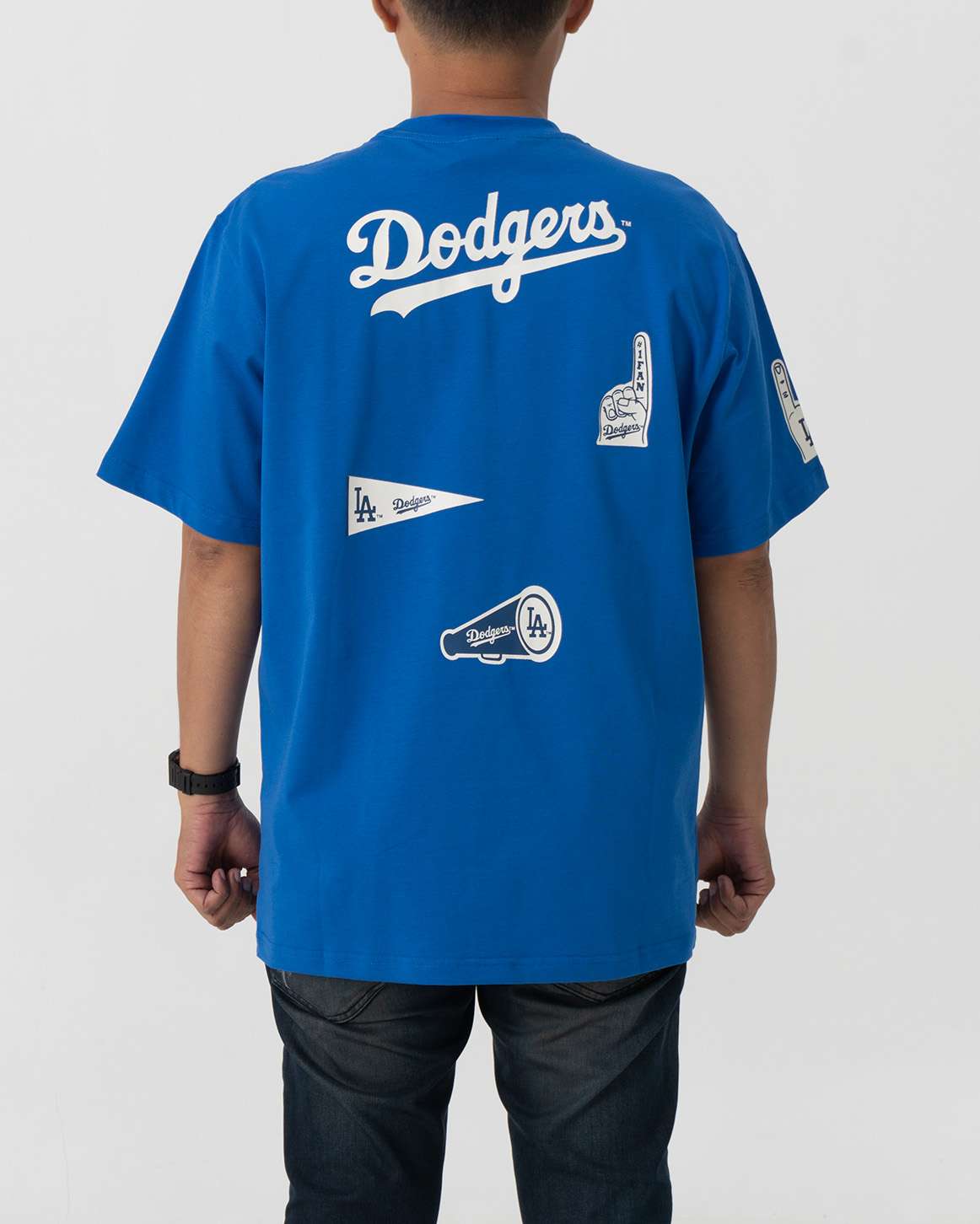 Baju Kaos New Era MLB New York Yankees NY/Los Angeles Dodgers LA Bottle Cap Badge Short Sleeve Blue