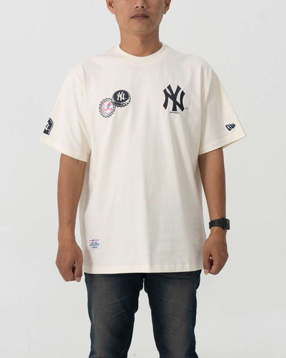 Baju Kaos New Era MLB New York Yankees NY/Los Angeles Dodgers LA Bottle Cap Badge Short Sleeve
