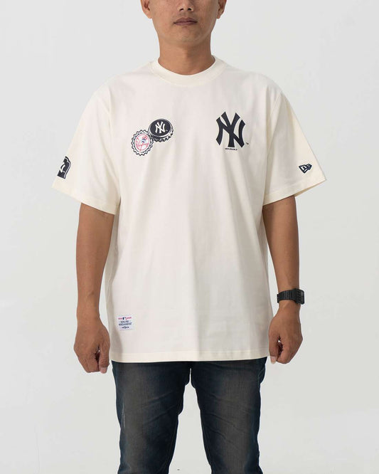 Baju Kaos New Era MLB New York Yankees NY/Los Angeles Dodgers LA Bottle Cap Badge Short Sleeve