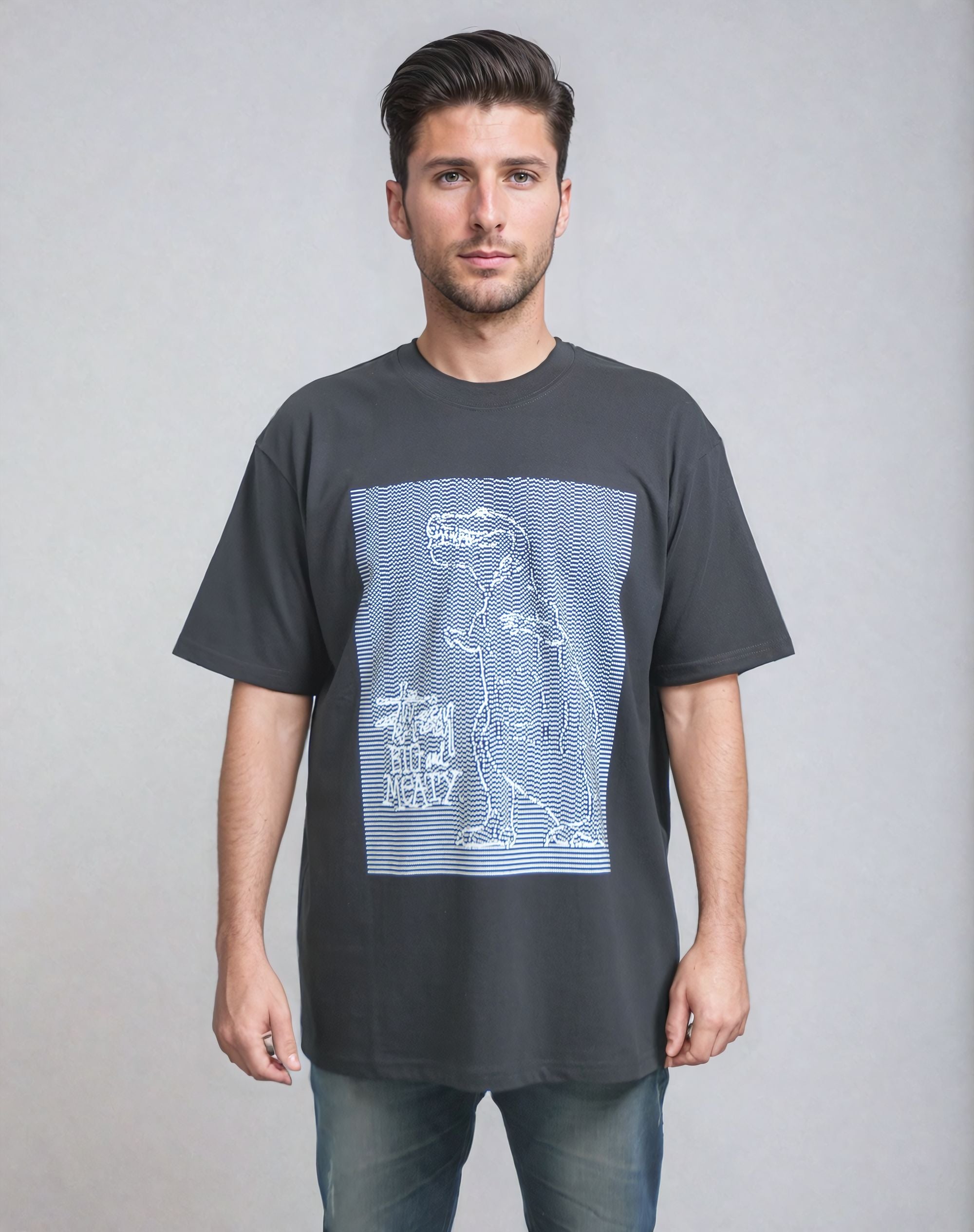Baju Stussy Dots & Loops Black Tee 62960 – doyanpepaya