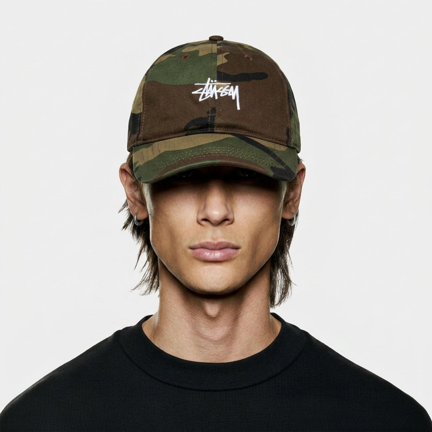 Cap Pria Stussy Basic Army