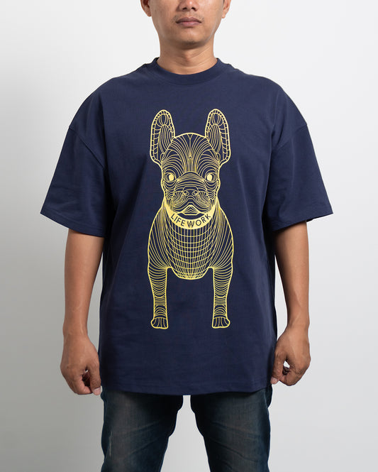 Baju Kaos Life Work Big Radog Print Yellow Navy Tee - 62938