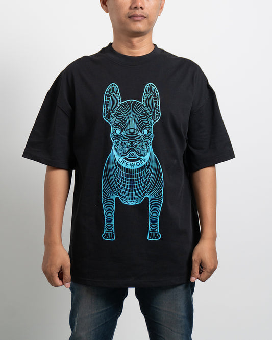 Baju Kaos Pria Lifeworks Big Radog Blue in Black - 62778