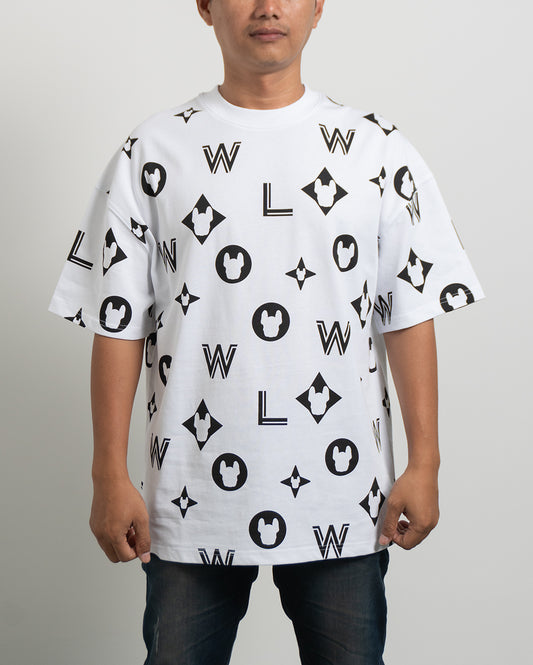 Baju Kaos Lifework Korea Monogram Short Sleeved Tee white - 62943