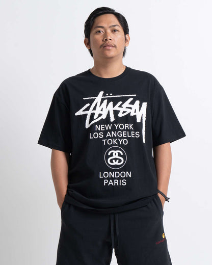 Stussy Street Style Short Sleeves Logo Skater Style T-Shirts Black