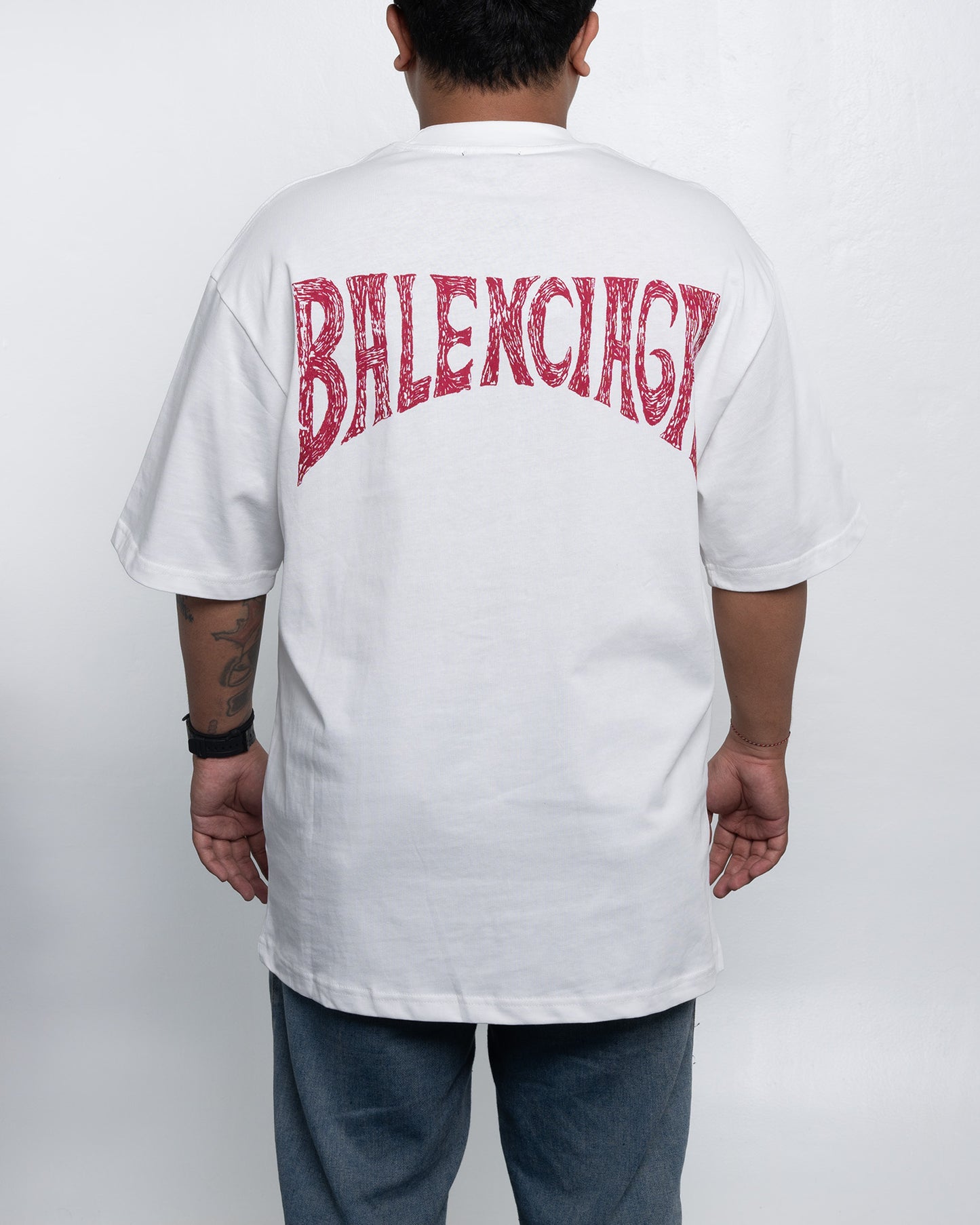 Kaos Balenciaga White T-Shirt With Paris Tropical Print