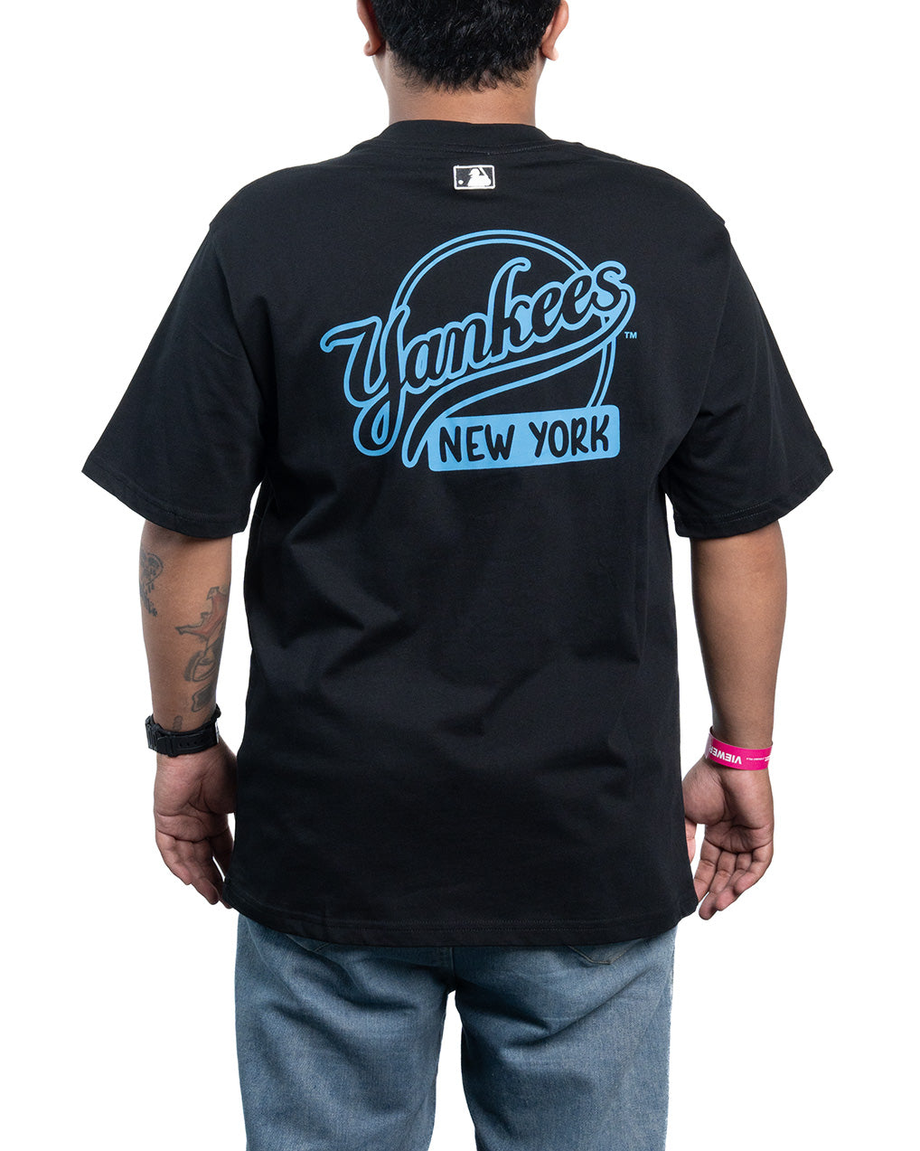 Kaos T-shirt Basic Street Cursive Overfit NY Yankees Black