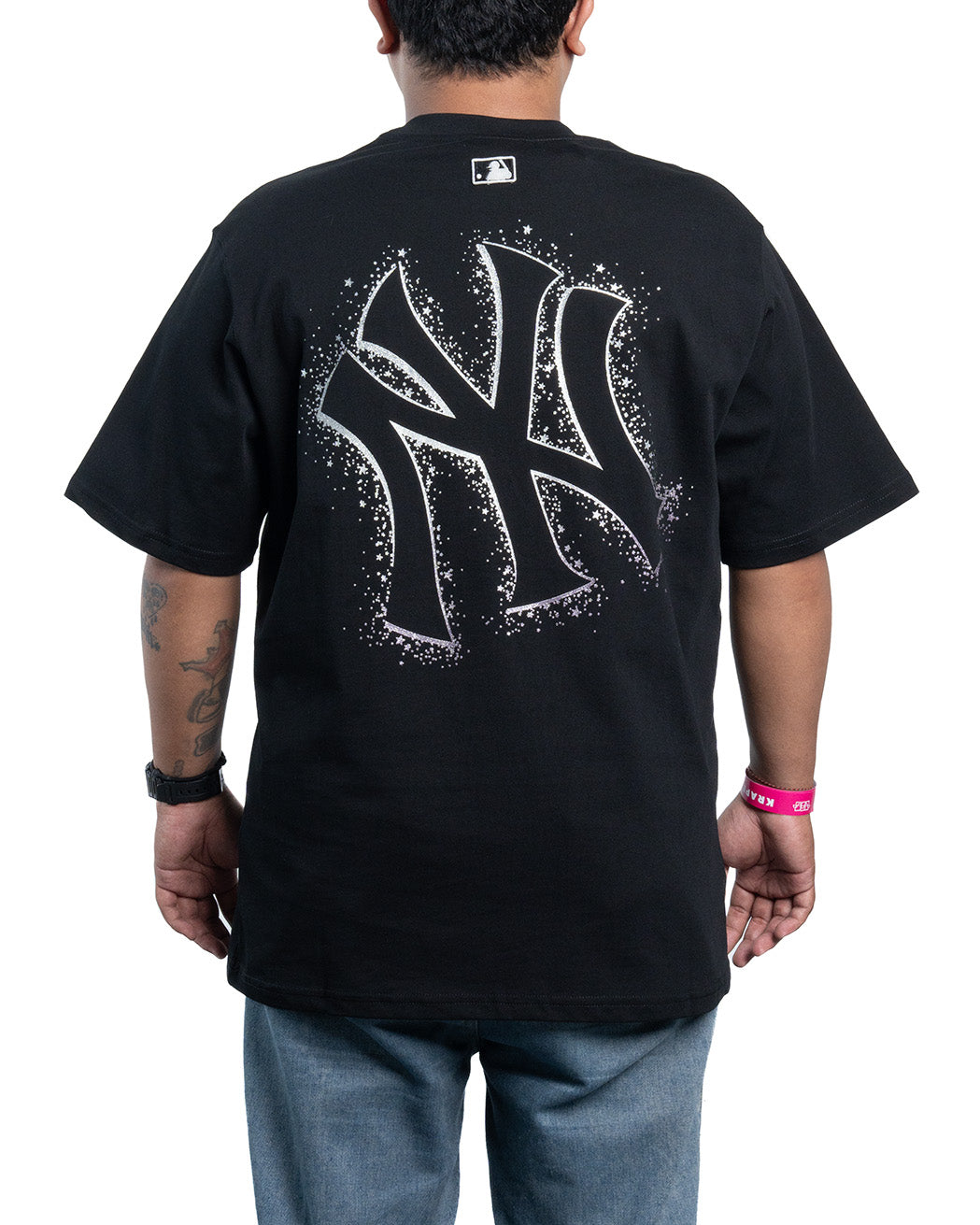 Kaos T-Shirt NY Yankees Classic Monogram Brush Big Logo Overfit Black