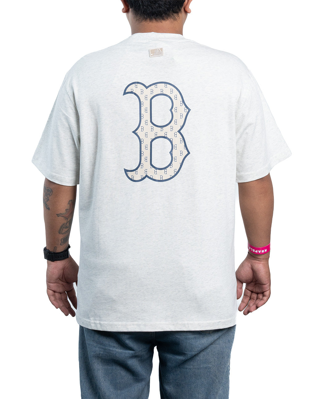 Kaos T-Shirt MLB Korea Classic Mono Big Lux T-Shirt Boston Red Sox Grey