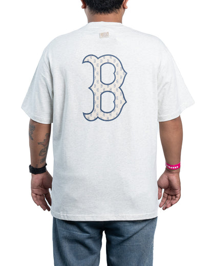 Kaos T-Shirt MLB Korea Classic Mono Big Lux T-Shirt Boston Red Sox Grey