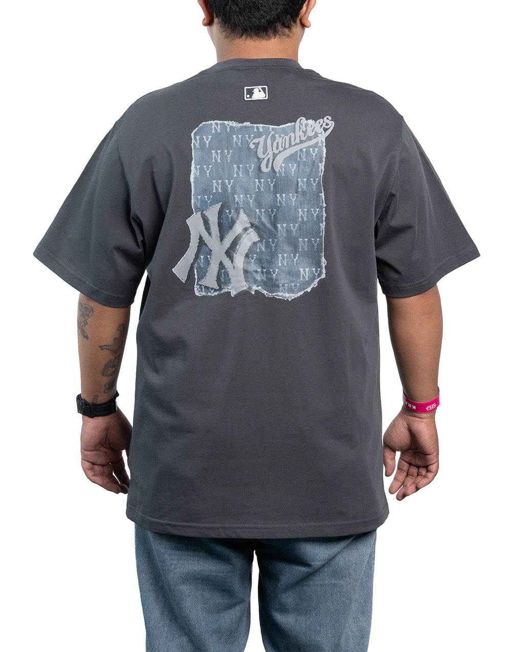 Kaos T-shirt NY Yankees Vintage Monotive Overfit Tee Black