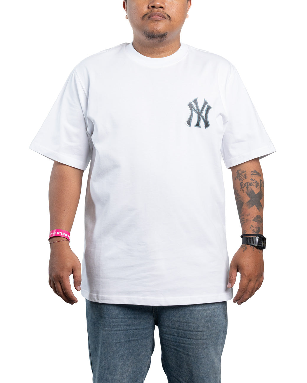 Kaos T-shirt NY Yankees Vintage Monotive Overfit Tee White
