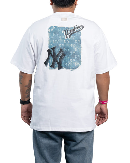 Kaos T-shirt NY Yankees Vintage Monotive Overfit Tee White