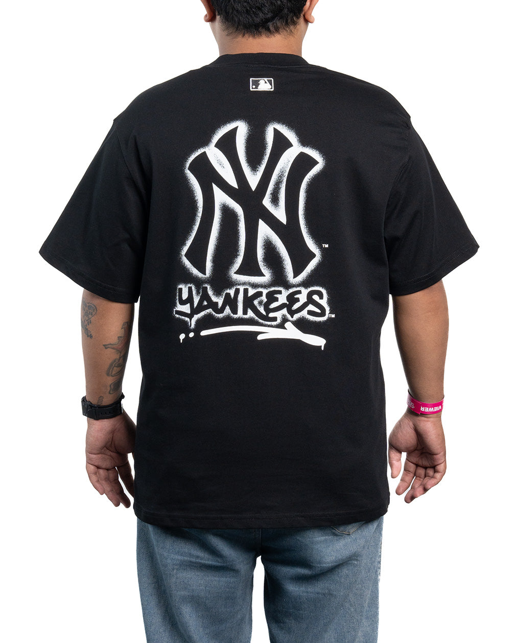 Kaos T-Shirt MLB Korea NY Yankees Basic Mega Logo Tee Black