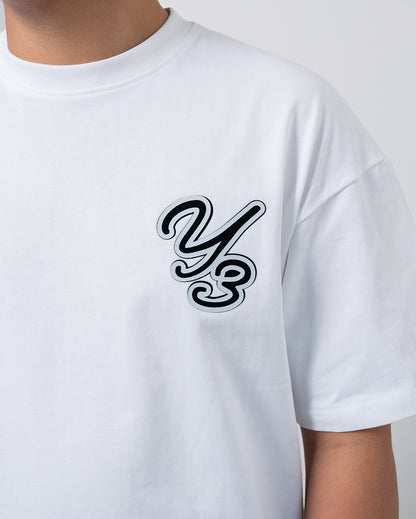 Baju Y-3 Graphic Chest Logo Print T-Shirt White 63052