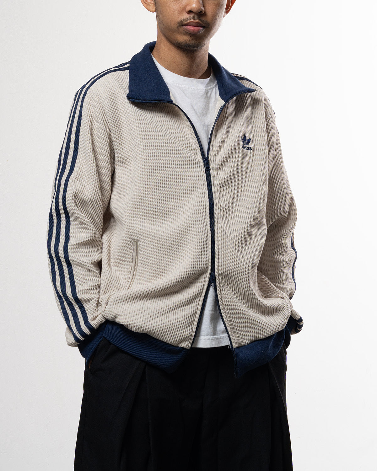 Adidas Knit Track Top Beige Blue