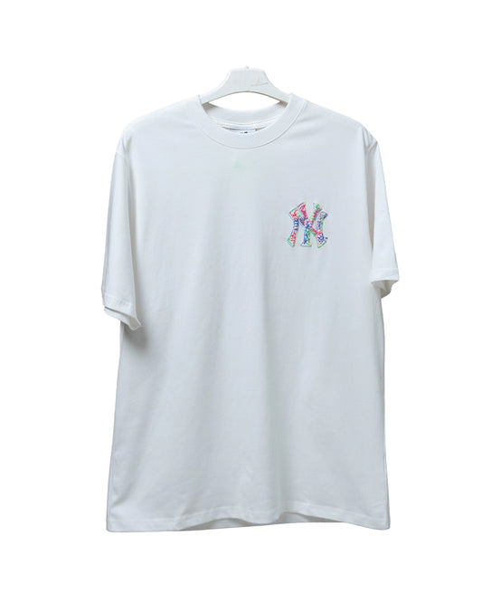 Basic Colorful Mega Logo Oversized-Fit T-Shirt New York Yankees White