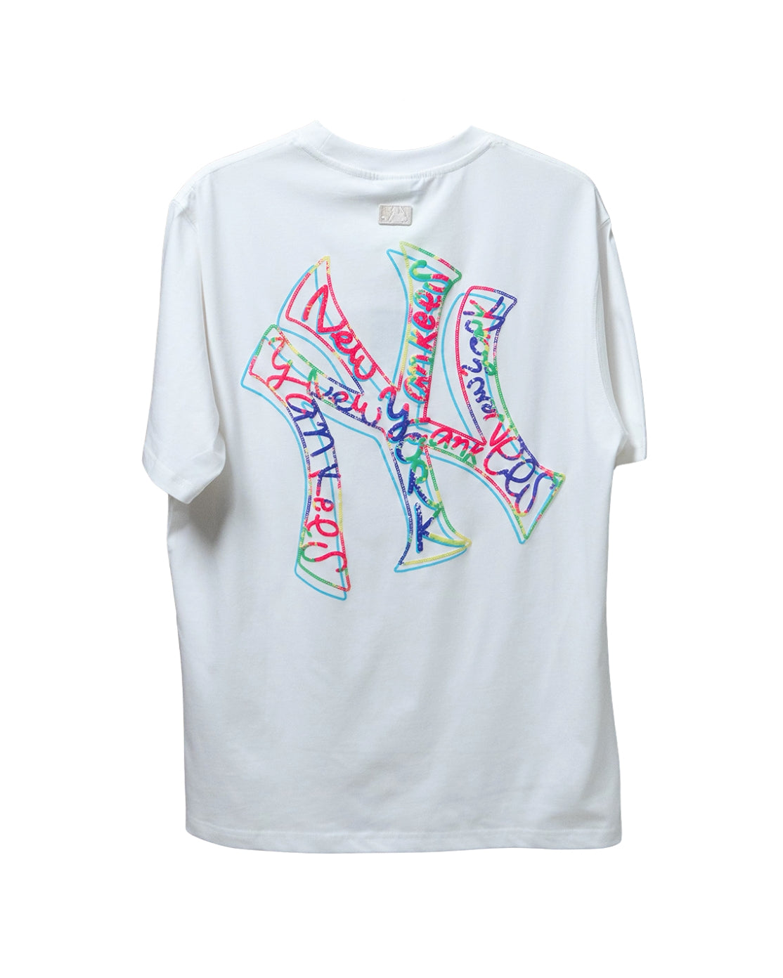 Basic Colorful Mega Logo Oversized-Fit T-Shirt New York Yankees White