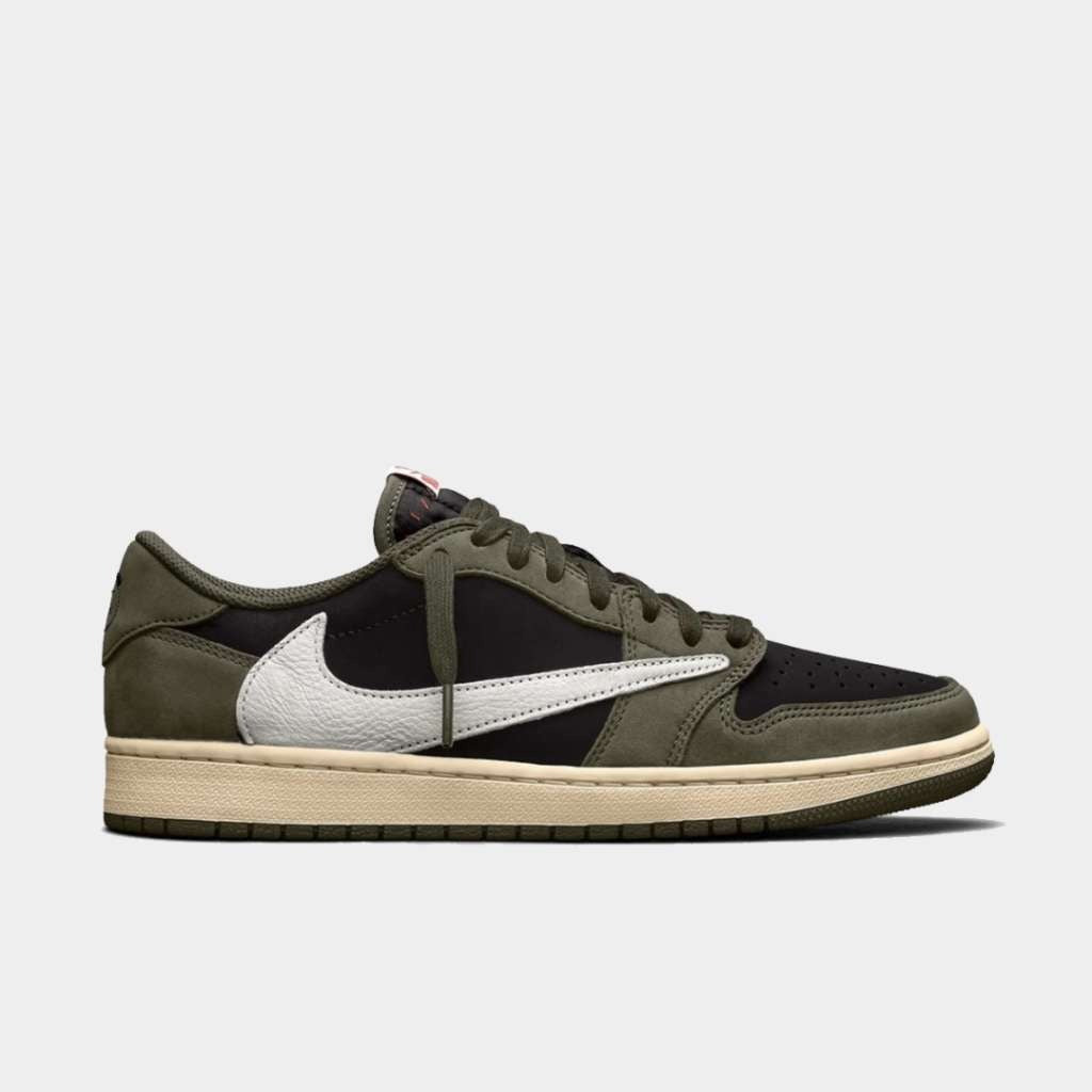 Sepatu Pria Travis Scott x Air Jordan 1 'Black Olive'  - 14382