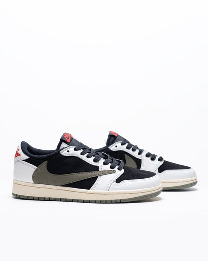 Sepatu Sneaker Pria Jordan 1 Retro Low OG SP Travis Scott Olive Sail/University Red/Black/Medium Olive 14121