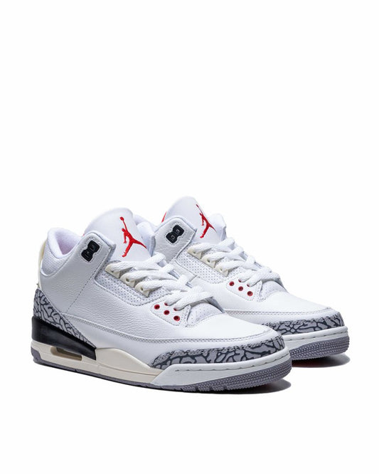 Sepatu Pria Jordan 3 Retro White Cement Reimagined Summit White Fire Red - Black Cement Grey - 14167